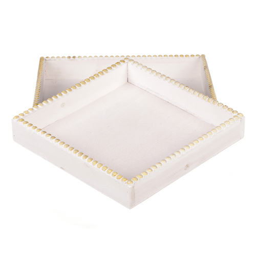 Tác dřevěný - tvar čtverec, bílý, cena za sadu 2 ks