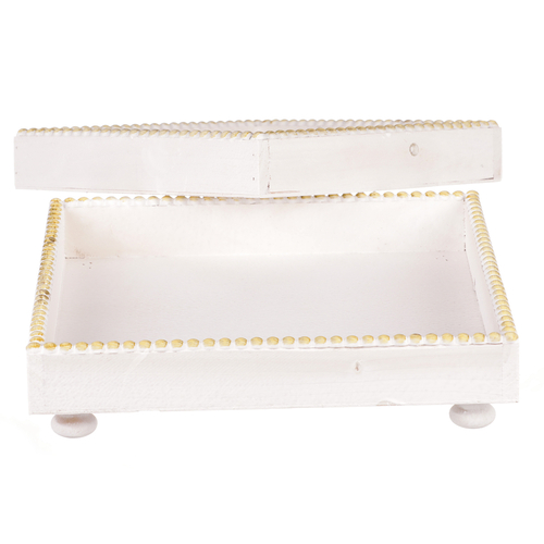 Tác dřevěný - tvar čtverec, bílý, cena za sadu 2 ks