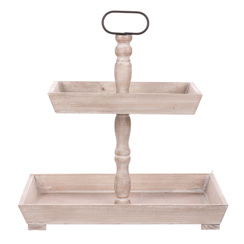 Etažér dřevěný - dvě patra, bílá barva