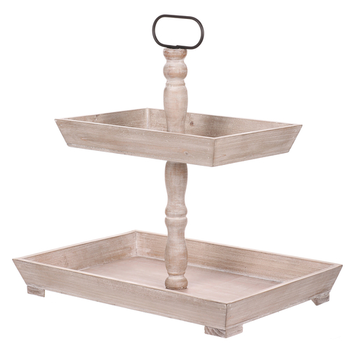 Etažér dřevěný - dvě patra, bílá barva