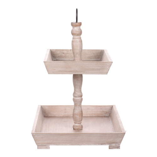 Etažér dřevěný - dvě patra, bílá barva