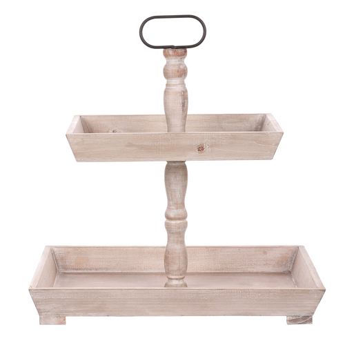 Etažér dřevěný - dvě patra, bílá barva