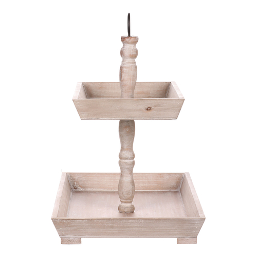 Etažér dřevěný - dvě patra, bílá barva