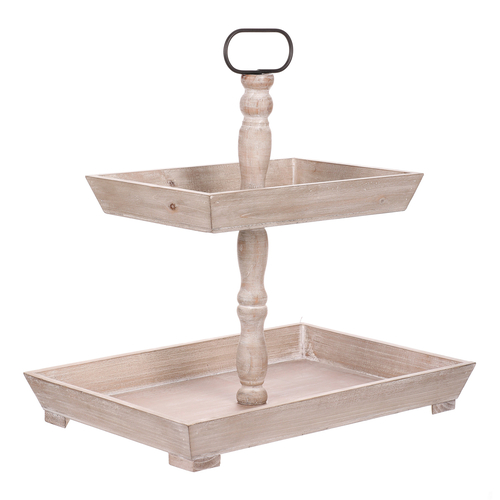 Etažér dřevěný - dvě patra, bílá barva