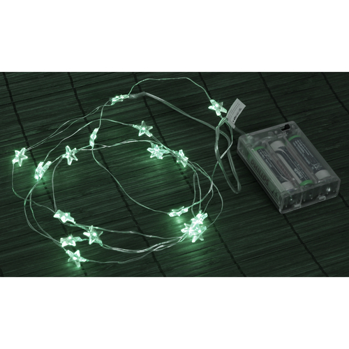 Řetěz s LED světýlky - časovač, hvězdičky, studená bílá barva, 2 m/20 LED