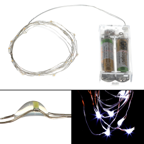 Řetěz s LED světýlky - časovač, studená bílá barva, 2 m/ 20 LED