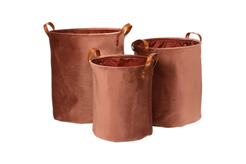 Koš prádelní - látkový, samet, červený, cena za sadu 3 ks