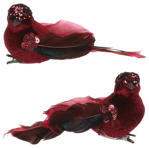 Ptáček na klipu, barva červená, cena za balení (4 ks)