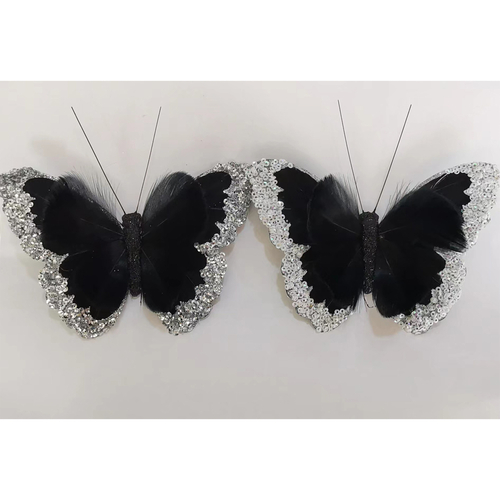 Motýl na klipu, barva černá, cena za balení (6 ks)