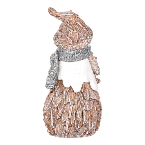 Sněhulák s malým - figurka z polyresinu, imitace dřeva