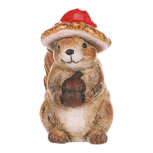 Veverka s houbovým kloboučkem - keramická figurka, menší