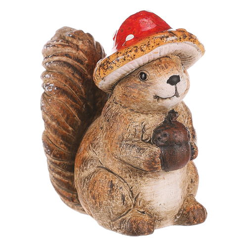 Veverka s houbovým kloboučkem - keramická figurka, menší