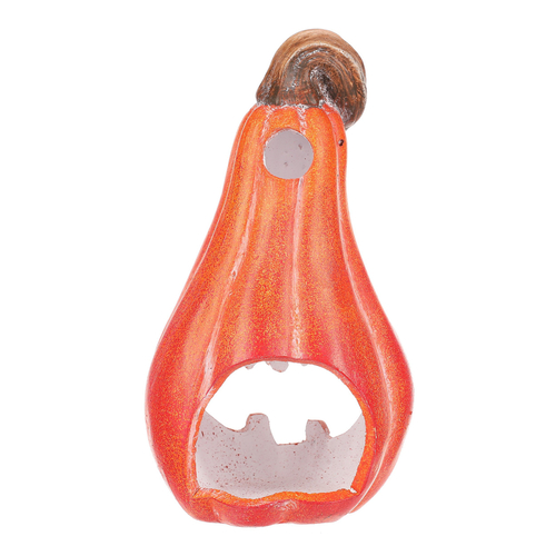 Dýně keramická - s obličejem, na svíčku, tvar hrušky, oranžová