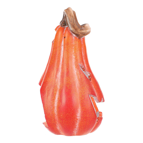 Dýně keramická - s obličejem, na svíčku, tvar hrušky, oranžová