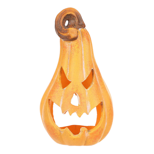 Dýně keramická - s obličejem, na svíčku, tvar hrušky, žlutá