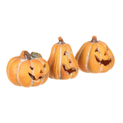 Dýně s obličejem - mix 3 druhů, LED osvětl., žluté, cena za 1 ks