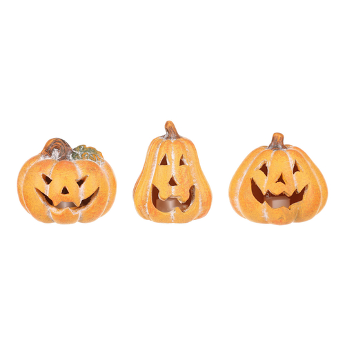 Dýně s obličejem - mix 3 druhů, LED osvětl., žluté, cena za 1 ks