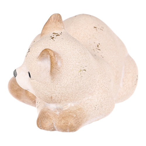 Kočka - keramická figurka, ležící, vel. L, barva krémová