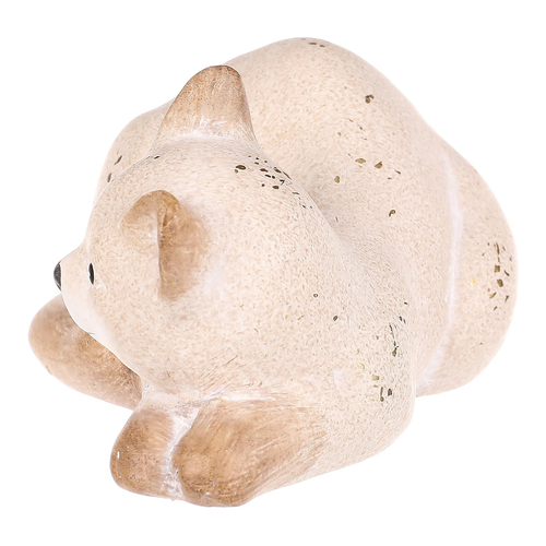 Kočka - keramická figurka, ležící, vel. M, barva krémová