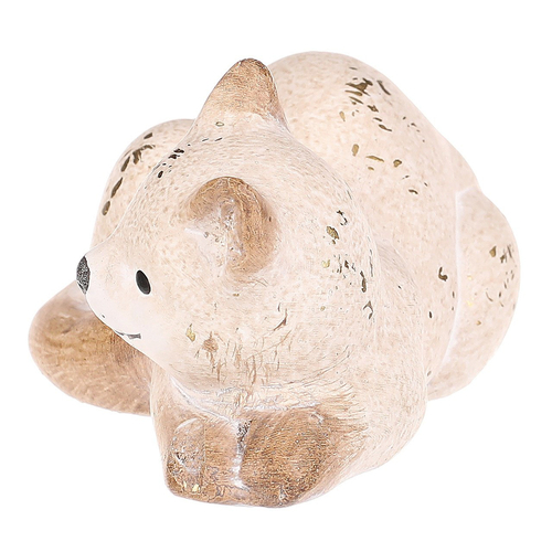 Kočka - keramická figurka, ležící, vel. S, barva krémová