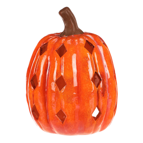 Dýně s otvory - keramika, na čaj. svíčku, oranžová