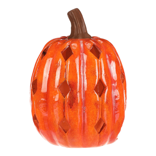 Dýně s otvory - keramika, na čaj. svíčku, oranžová