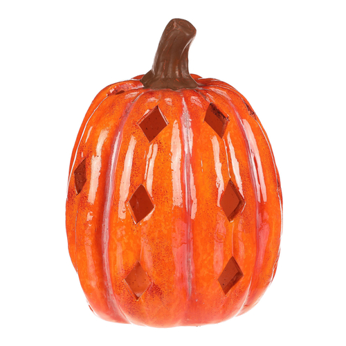 Dýně s otvory - keramika, na čaj. svíčku, oranžová