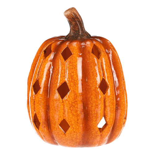 Dýně s otvory - keramika, na čaj. svíčku, žlutá