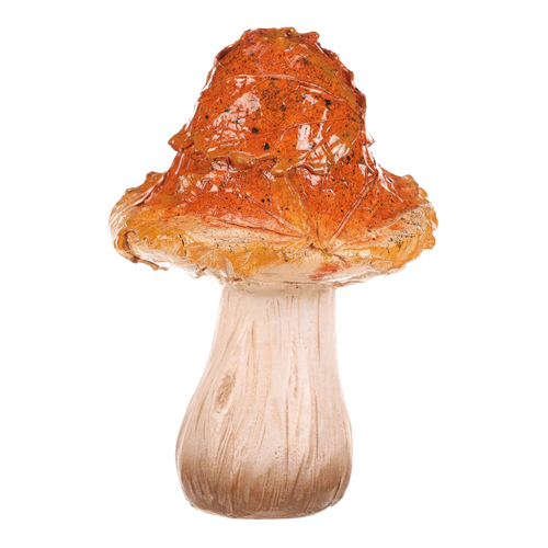 Houba z polyresinu - spičatý klobouk s listím, žlutá