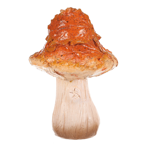 Houba z polyresinu - spičatý klobouk s listím, žlutá