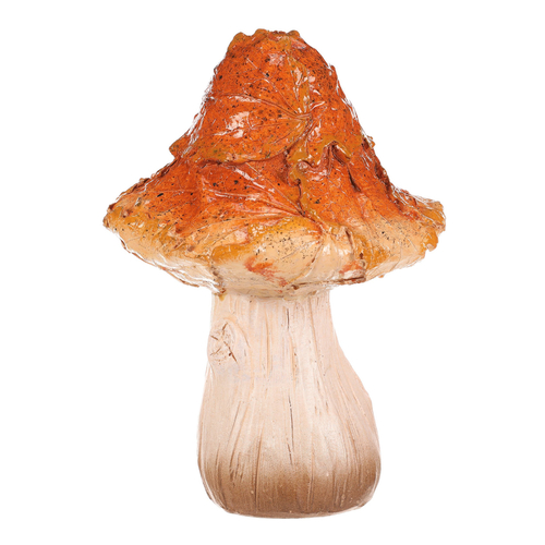 Houba z polyresinu - spičatý klobouk s listím, žlutá