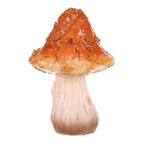 Houba z polyresinu - spičatý klobouk s listím, žlutá