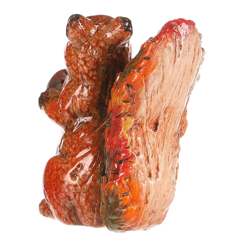 Veverka s oříškem - keramika, s barvenými lístky, oranžovo-hnědá