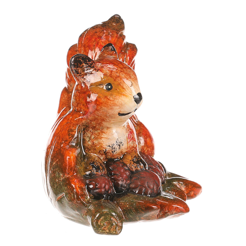 Veverka se siškami na listu - keramika, oranžovo-hnědá