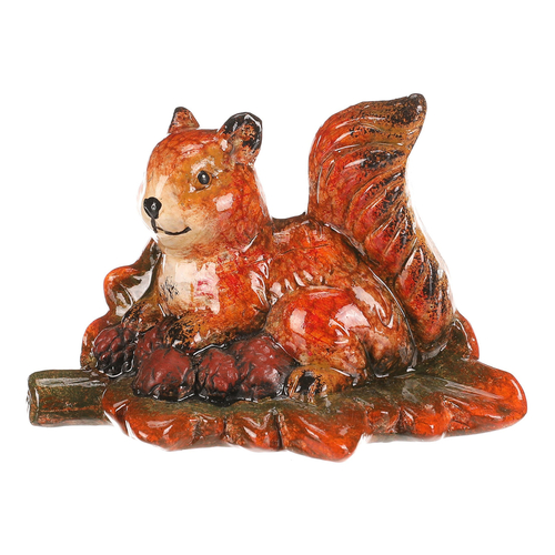 Veverka se siškami na listu - keramika, oranžovo-hnědá