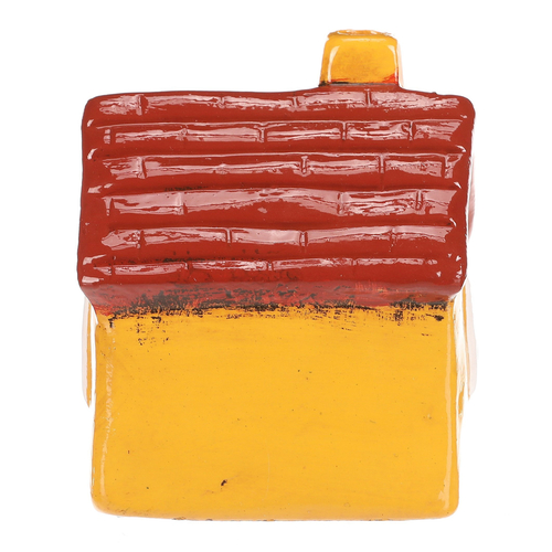 Domeček keramický - LED osvětlení, žlutý s červenou střechou