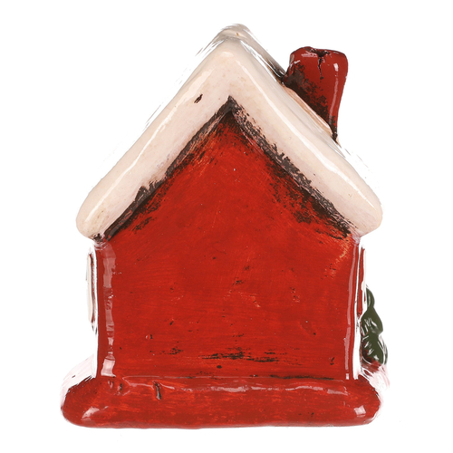 Domeček keramický - LED osvětlení, červený s bílou střechou