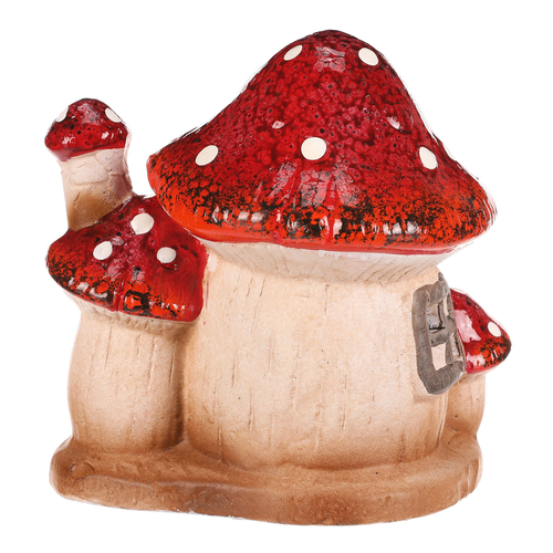 Domeček keramický - muchomůrka, dvojice, s LED osvětlením