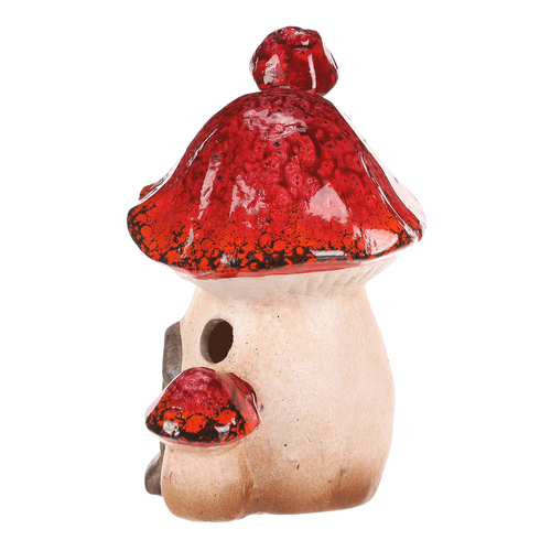 Domeček keramický - houba, s LED osvětlením, červená stříška