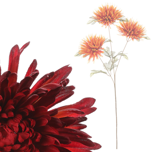 Chryzantéma - umělá řezaná, 3 květy, červená