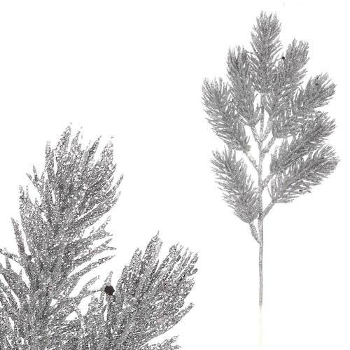 Smrk - umělá větev, barva stříbrná se třpytkami