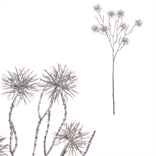 Bodlák - umělá větev, barva stříbrná