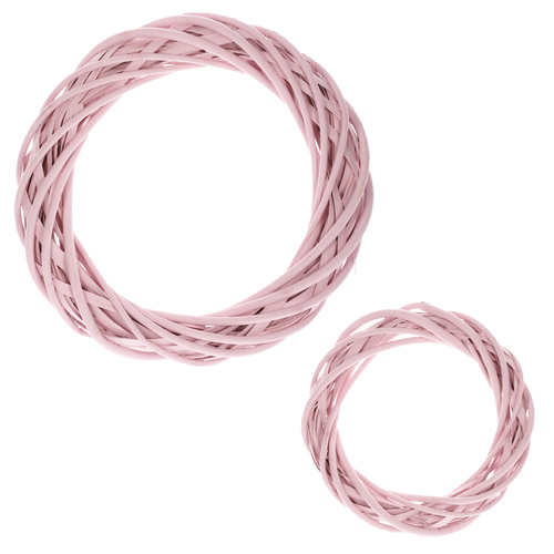 Věnec z proutí - vrba, barva růžová, cena za sadu 2 ks