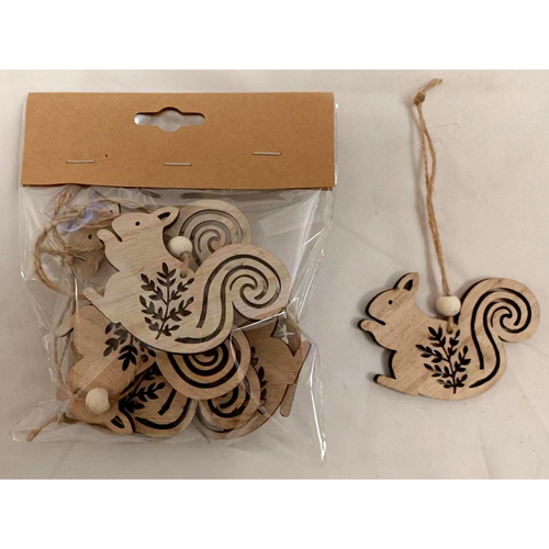 Veverka - dřevěná ozdoba, barva přírodní, cena za balení (8 ks)