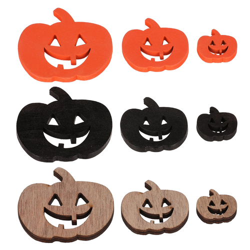 Dýně strašidelná - dřevo, mix 3 barev a 3 vel., cena za balení (18 ks)