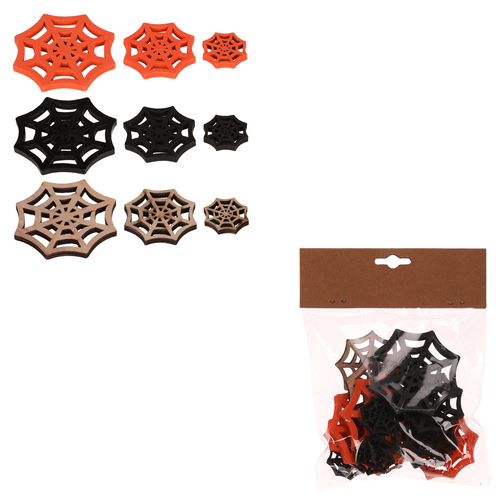 Pavučina - dřevěná, mix 3 barev a 3 vel., cena za balení (18 ks)