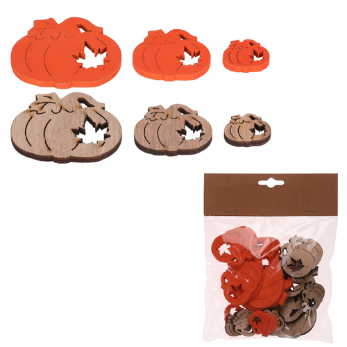 Dýně - dřevo, mix 2 barev a 3 vel., cena za balení (18 ks)