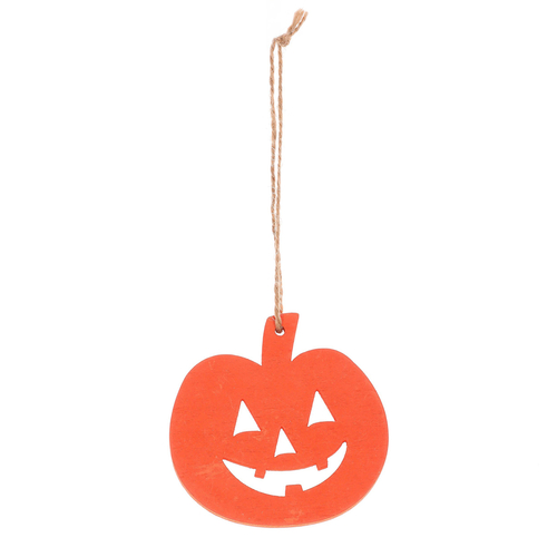 Dýně s obličejem na pověšení - dřevo, mix 2 barev, cena za balení (8 ks)