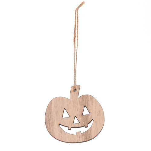Dýně s obličejem na pověšení - dřevo, mix 2 barev, cena za balení (8 ks)