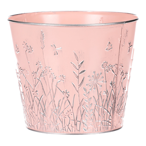 Obal na květiny kovový - barva růžová.